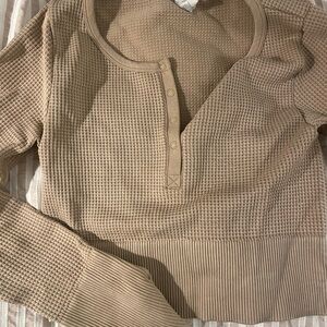 Aerie Tan Waffle Knit Top